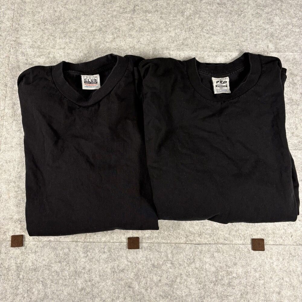 Vintage Heavyweight Cotton Tee T-Shirt Black Mens 3XL 5 Pro / Pro Club Lot Of 2